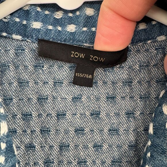 Zow Zow Striped Embroidered Denim Snap Down Jacket‎ Women's Large Blue/White - Picture 9 of 12